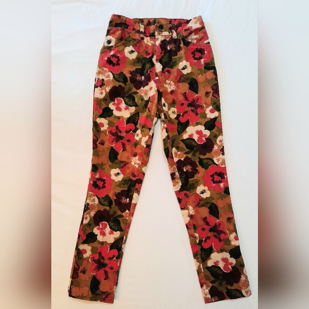 Vintage Poppy Floral Print Straight Leg Jeans Size 4 - 5